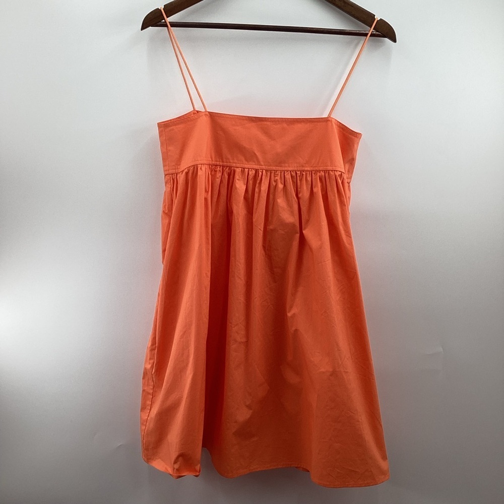 SNDYS Poplin Tie Detail Orange Spaghetti Strap Mini Dress - Picture 2 of 14